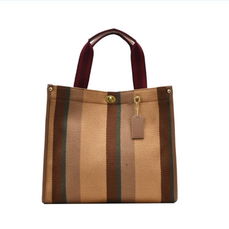 Sac a Main Femme En Toile Marron