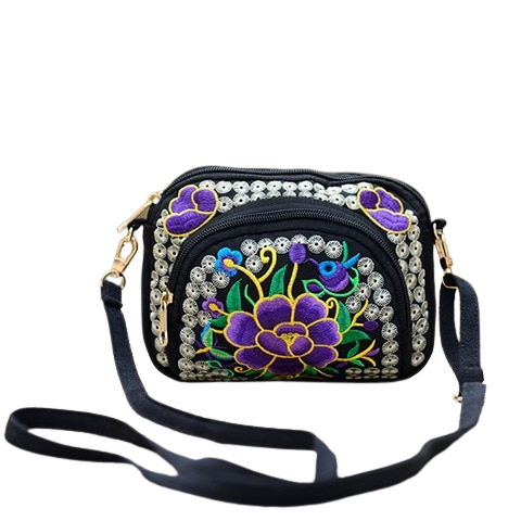 Beau sac à bandoulière vintage Floral Canvas Purse par Relic Beau sac à bandoulière vintage Floral Canvas Purse par Relic