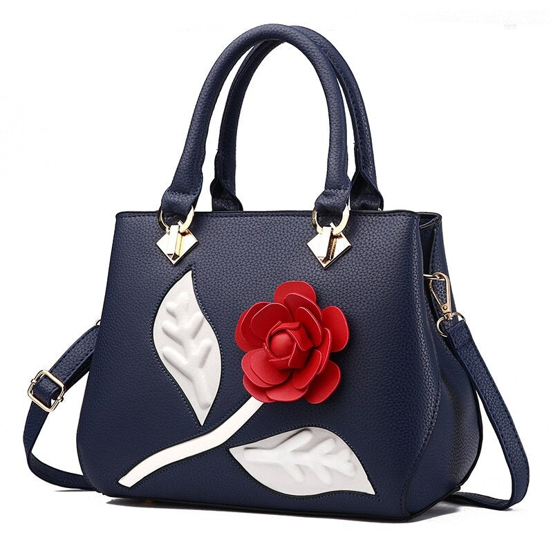 Petit sac à main fleur rose bleu foncé